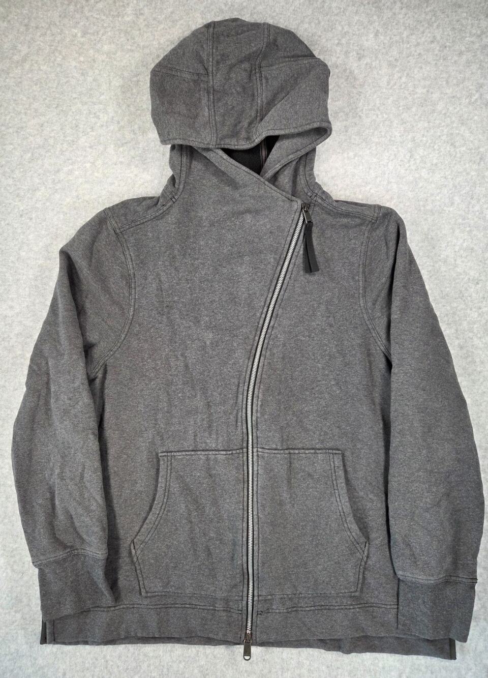 Athleta Retroplush Asymmetrical Zip Hoodie Charcoal Gray Fleece Jacket XL cozy